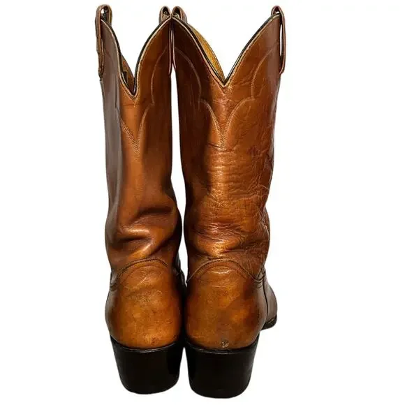Vintage Tony Lama Mens Size 10.5 E Brown Leather Western Cowboy Boots Style 3084 - Picture 6 of 12